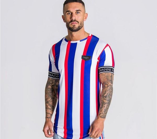 

gianni kavanagh short sleeve t shirt men fitness slim street blue t-shirt siksilk gyms tees summer fashion casual clothi mx200509, White;black