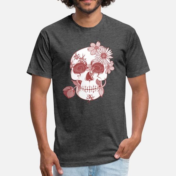 

skull flowers t shirt men print tee shirt o-neck costume cute new fashion spring autumn vintage shirt