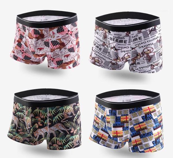 

underwear fashion casual print mens new underpants comfortable soft mens underpants cotton breathable boxers mens, Black;white