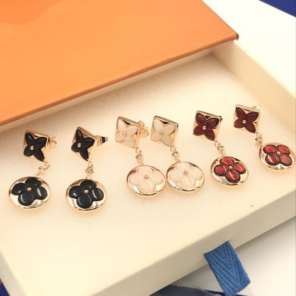 

classic four-leaf flower tricolor optional fashion personality designer earrings luxury designer jewelry women earrings, Golden