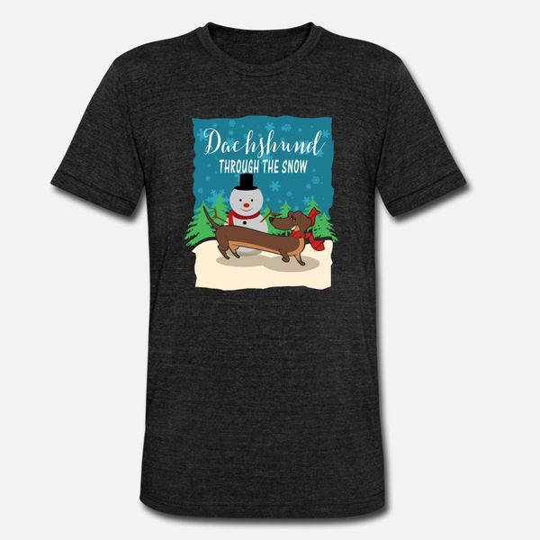 

dachshund through the snow christmas present gift t shirt men cute short sleeve s-3xl standard cute building spring unique
