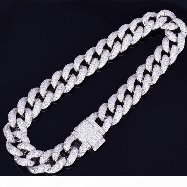 

men 23mm heavy miami cuban link chain necklace choker iced out zircon hip hop rock jewelry gold silver chains