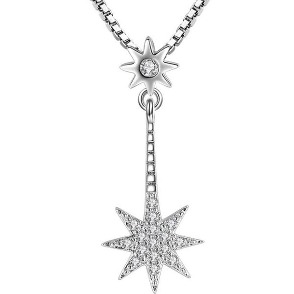 

chains fashion zircon personality octagonal star pendant necklace female models, Silver