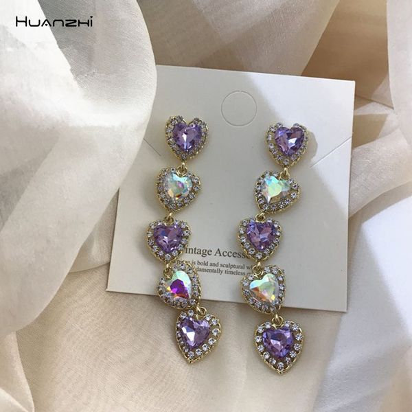 

huanzhi 2020 new colorful zircon geometric square rhombus rhinestone vintage long drop earrings for woman girls party jewelry, Silver