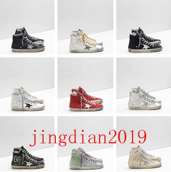 

ggdb 2019 italy brands golden old style designer fashion sneakers genuine leather mens womens casual shoes gooses trainer francy sup oav, Black;red