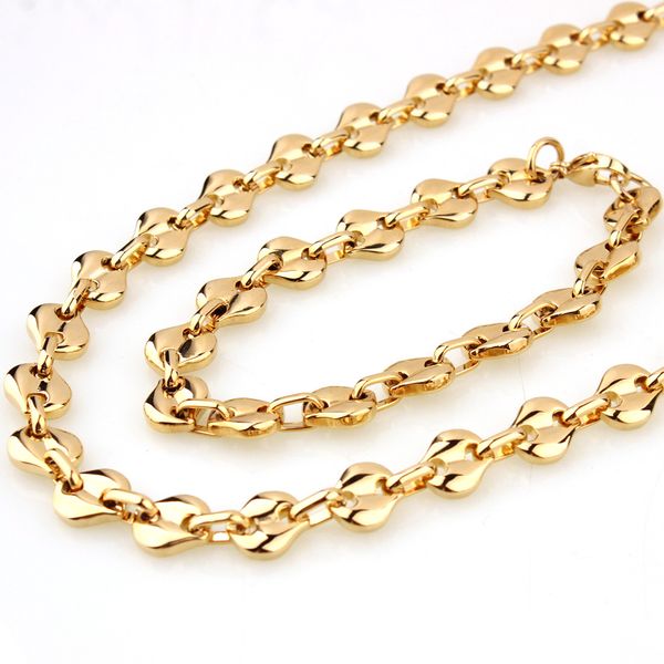 

popular stainless steel men's gold set necklace bracelet, Silver
