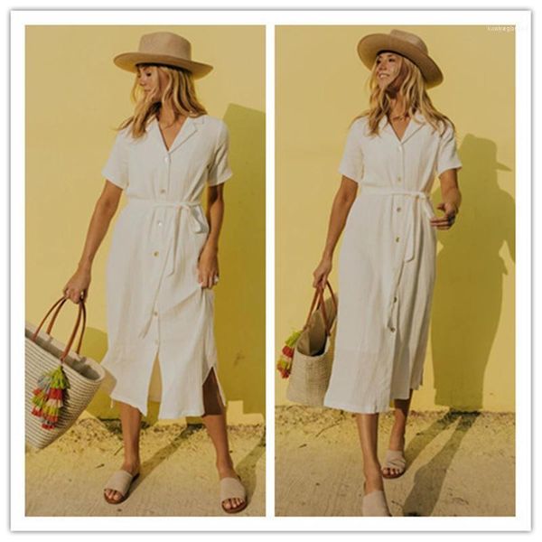 

womens shirt dresses spring lapel neck long sleeve loose womens casual dresses solid color button white, Black;gray
