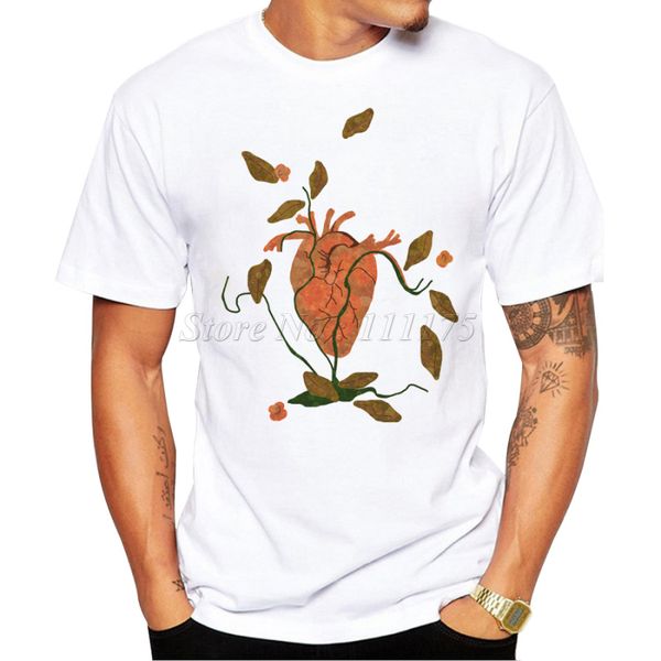 

2019 new fashion falling heart printed men's t shirt cool summer casual tee