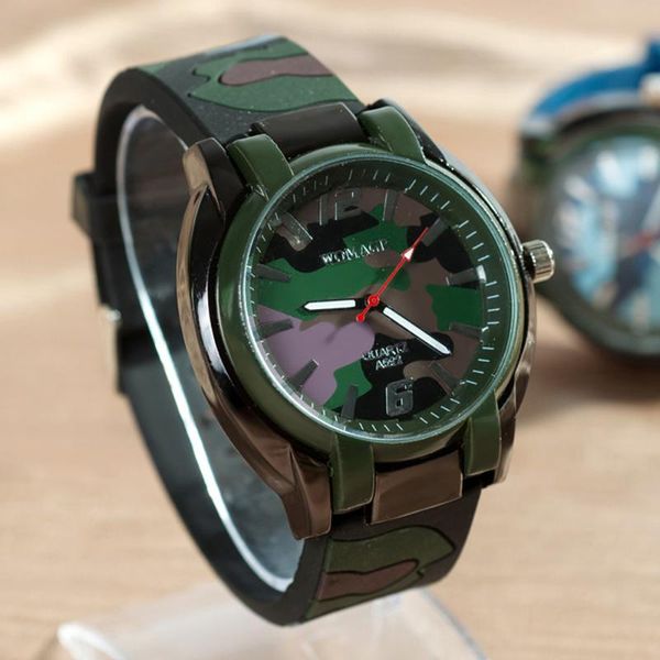 

man watch fashion camouflage sports watches womage green silicone quartz wriswatches reloj hombre relogio masculino, Slivery;brown