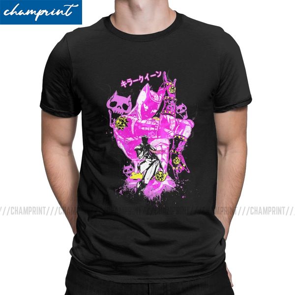 

men killer queen t shirt jojos bizarre adventure anime jjba manga clothes vintage short sleeve round neck tees party t-shirt
