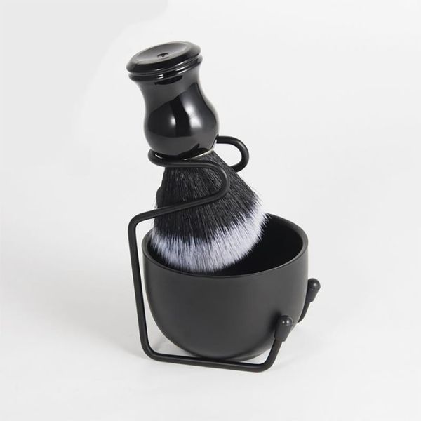 

men's stainless steel double layers bowl+ brush + shaving stand holder beard cleaning tools kit foam shaving kit