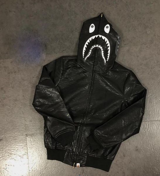 

aape men's jacket off designer jacket calf leather shark leather autumn and winter tide products must have shark face soft and comforta, Black;brown