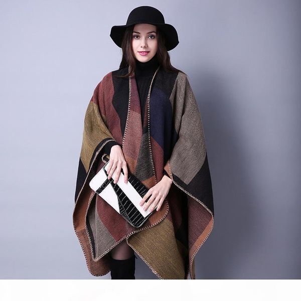 

18 colors fashion thicken scarves cashmere feel ponchos pashmina winter capes oversized thick warm knit shawls blanket women scarf wraps, Blue;gray