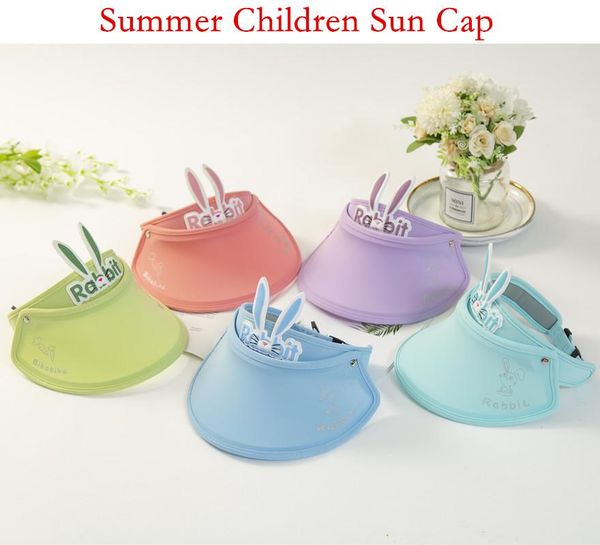 

child hat adjustable size sun hat cartoon ears summer cap casual shade empty beach 3 to 13 years old, Blue;gray