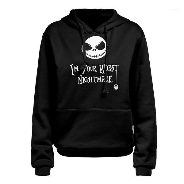 

hoodies with im your worst nightmare letter printed casual clothes when halloween dark night designer womens, Black