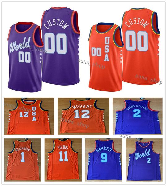

2020 rising star usa team orange jerseys men trae young 11 bridges 0 carter jr. 34 graham 4 herro 14 jackson jr. 13 jamorant 12 nunn 25, Black