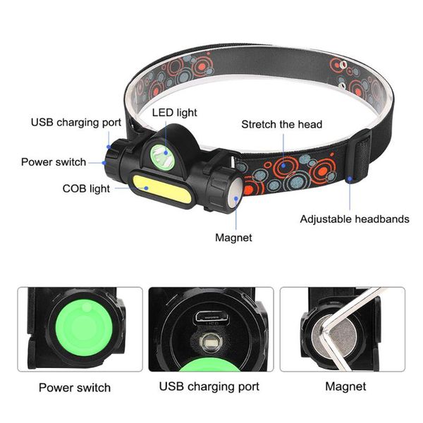 

xpe cob led headlamp usb rechargeable mini headlight head light torch headlamp usb rechargeable mini headl