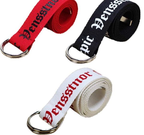 

1 pcs 110/130cm fashion neutral nylon canvas belt printing d ring double buckle student belt canvas06, Black;brown