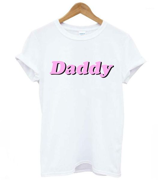 

printed crew neck solid color short sleeve casual female clothing summer womens designer tshirts daddy letter, White