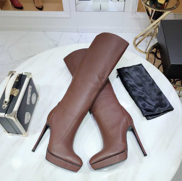 

shoes women over the knee super high heels women boots kid suede genuine leather slip on boots zapatos de mujer, Black