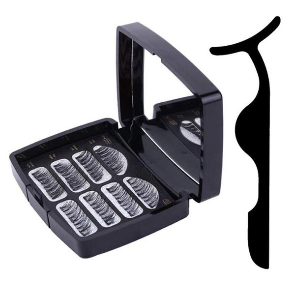 

false eyelashes 8pcs makeup handmade natural fake eye lashes with mirror