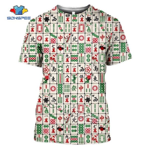 

chinese mahjong summer men 3d print shirts horror graphic oversized men clothing