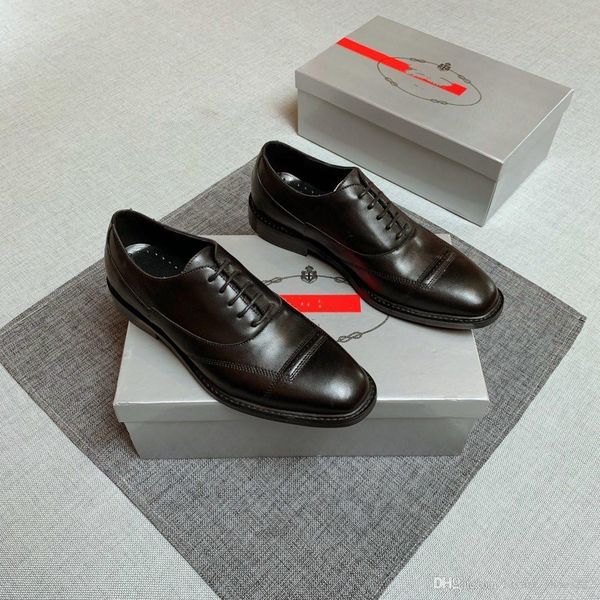 

new men's brown formal leather shoes fashion trend wild bright calfskin derby brush color sleeveless dress shoes men's formal leat