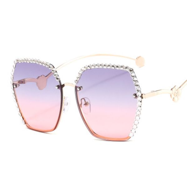 

nauq trend rimless trimming sunglasses women 2020 brand designer gradient ocean lens sun glasses oversized rhinestone glasses, White;black