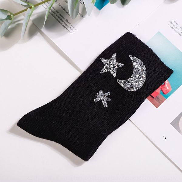 

осень новых чулок stockingssocks гольф середины икра женщины звезда луна свежие середин икры все сопрягать носки свежих женских w6efz, Black