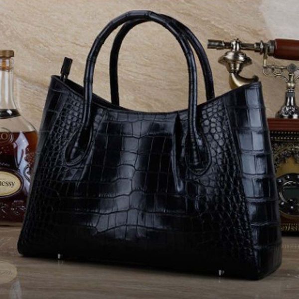 

ourui crocodile belly female package black handbag the new genuine leather female women handbag