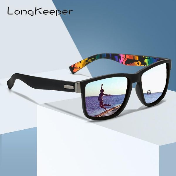 

original longkeeper brand classic polarized sunglasses men women driving square frame sun glasses male goggle uv400 gafas de sol, White;black