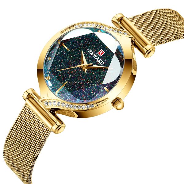 

high-end/rivoda womens supply mesh belt waterproof quartz diamond set watch, Slivery;brown