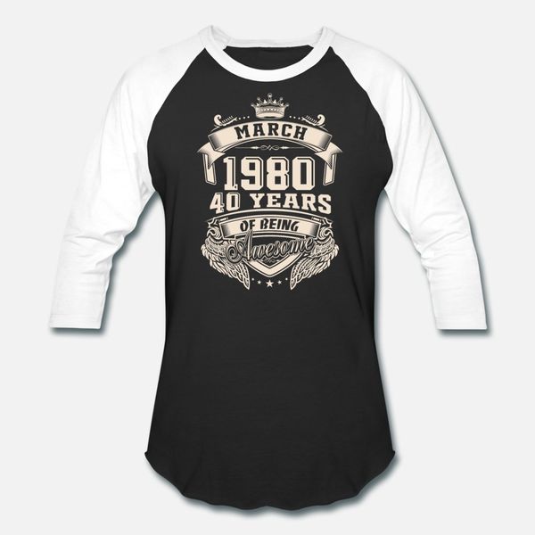 

родился в марте 1980 40th birthday gift тенниска мужчин вязаная 100% хлопок crew neck отдыха подарков новая мода лето семьи рубашка