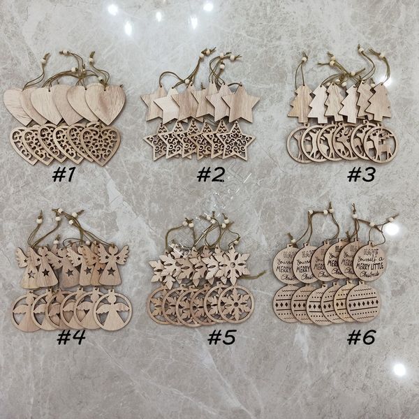 

12pcs/sets 2020 christmas wooden snow elk shape pendant fashion hollowed-out christmas tree decorations festival supplies gifts sale d83103, Blue