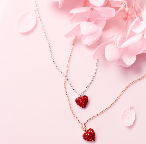 

elegant quality silver 925 jewelry fashion zircon love pendant necklace 925 sterling silver necklace for women