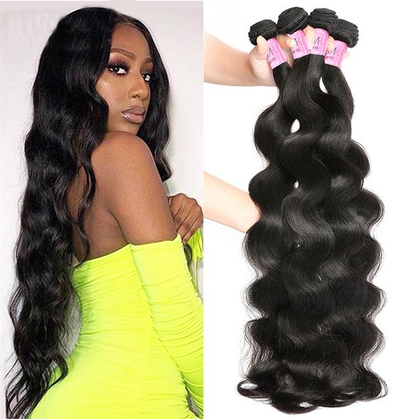 

brazilian body wave human hair bundles peruvian malaysian indian human hair wefts natural color 8-34 inch, Black