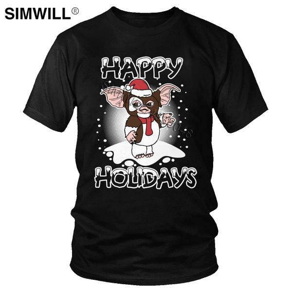 

mogwai гремлины tee рубашки мужские с коротким рукавом vintage eco cotton t shirt crew neck gizmo 80s фильм mogwai изверга sci fi футболки