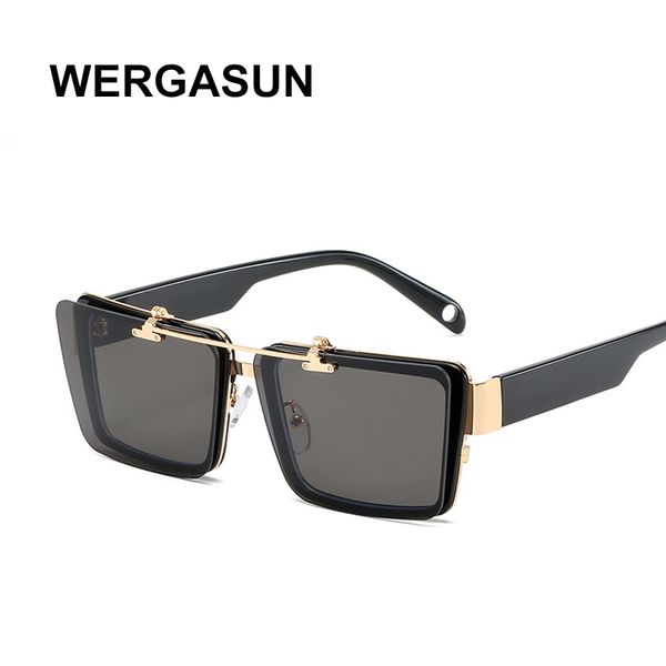

wergasun new fashion sunglasses women luxulry brand designer vintage men classic shades female male eyewear uv400 oculos, White;black