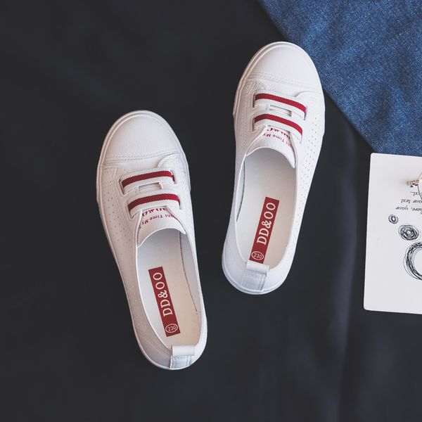 

woman shoes 2020 summer new fashion shoes woman casual microfiber leather simple women casual striped sneakers breathable, Black