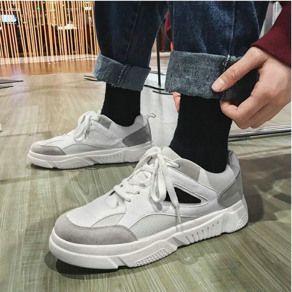 

2020 new fashion brand men casual breathable lace-up mens shoes flats shoes gym comfortable trainers mens sneakers, Black