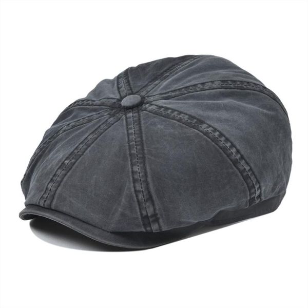 

voboom black washed cotton newsboy cap 8 panel flat ivy cap summer light fabrics gatsby hat retro cabbie hats 160, Blue;gray