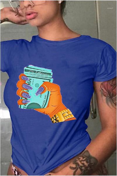 

2020 designer luxury tshirt summer short sleeve dollar print tees fashion multi color casual woman clothes womens, White