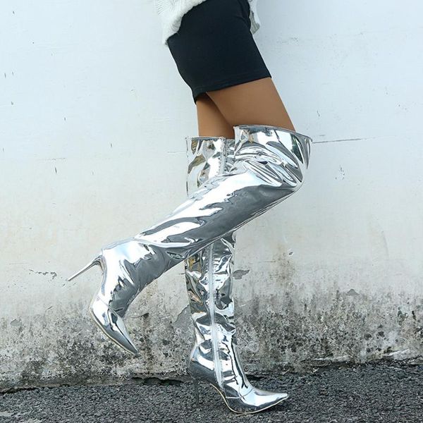 

luxury women's over-the-knee boots ladies fashion solid zipper long boots casual shoes female party thin high heels shoes, Black