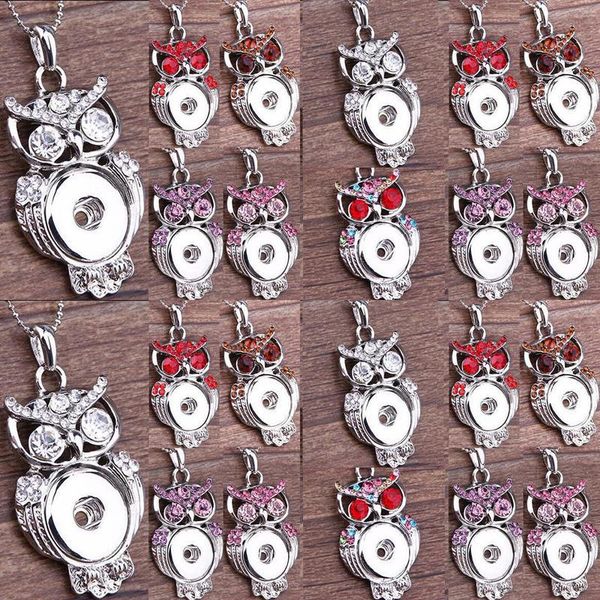 

варианты кристалл многоцветный цвета jewerly с взаимозаменяемые ожерелье подвески ювелирные изделия сова кнопка мгновенного имбирь 6 нуса je, Silver