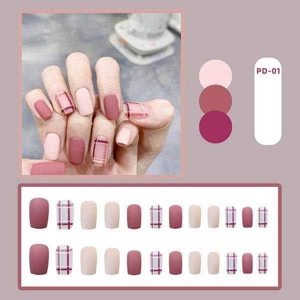 

false nails fake nail stickers patches removable patch one second wearable manicure reuse light and easy to paste, Red;gold