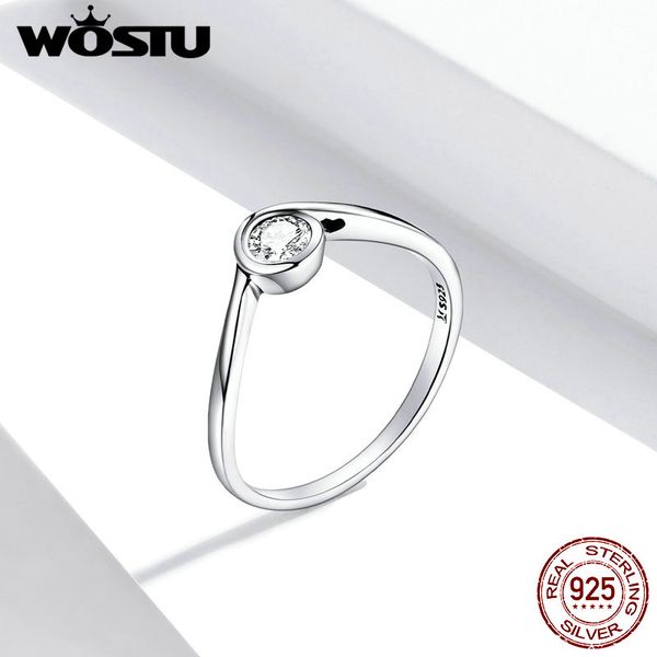

wostu 2020 european 100% 925 sterling silver mobius cz finger ring for women wedding engagement fashion rings 925 jewelry fir662, Golden;silver