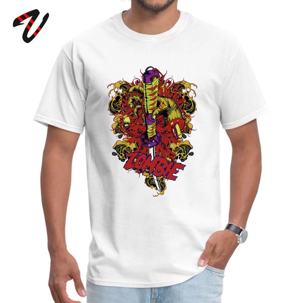 

zombie swordsman t-shirt crazy halloween tees 100% cotton men t shirts horror cartoon clothes satanic devil japan style