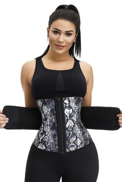 

gray neoprene snake waist cincher postnatal corsets & bustiers women 7 steel bones more effective tighten with belt zipper, Black;brown