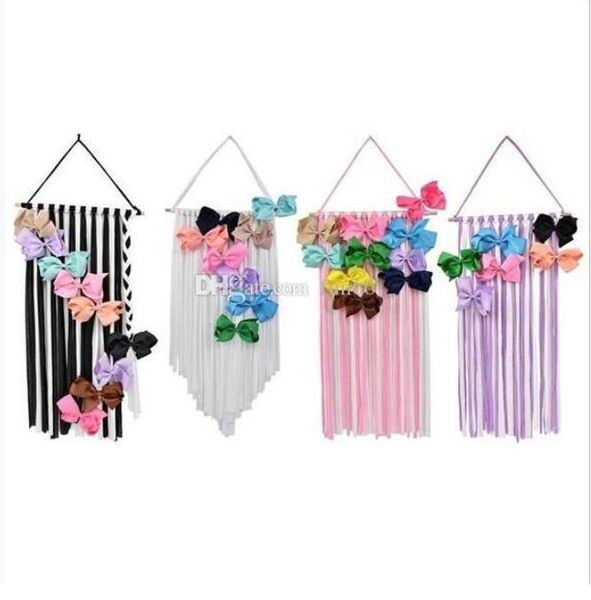 

ins baby hair bow holder hanger 8 style girls hairs clips storage organizer portable hairwear belt nursery decor kids hair bow organizer 20p, Slivery;white