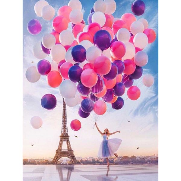 

5d diamond painting needlework full diamond "tower girls and balloons" diamond embroidery home decorate rhinestones love gifts
